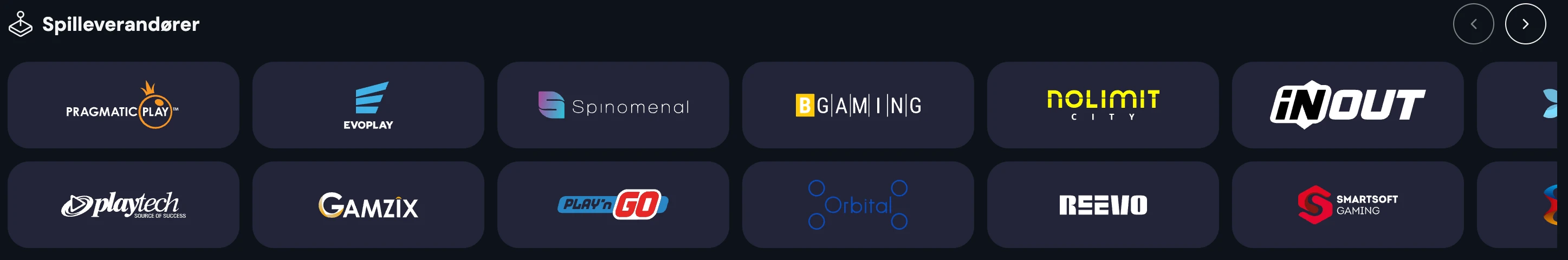 Spilleleverandører hos LuckyWins